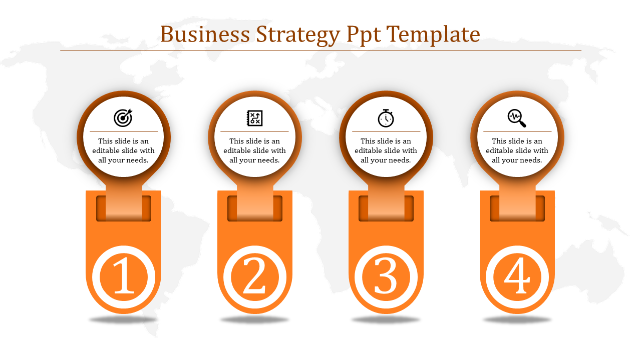 Attractive Business Strategy PPT Template With Four Nodes